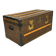 Old travel trunk in oilcloth