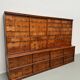 Antique very large American oak grain / apothecary cabinet, ca 1900