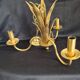 Hollywood Regency vintage gold palm chandelier 3 lights Hans Kögl style A666