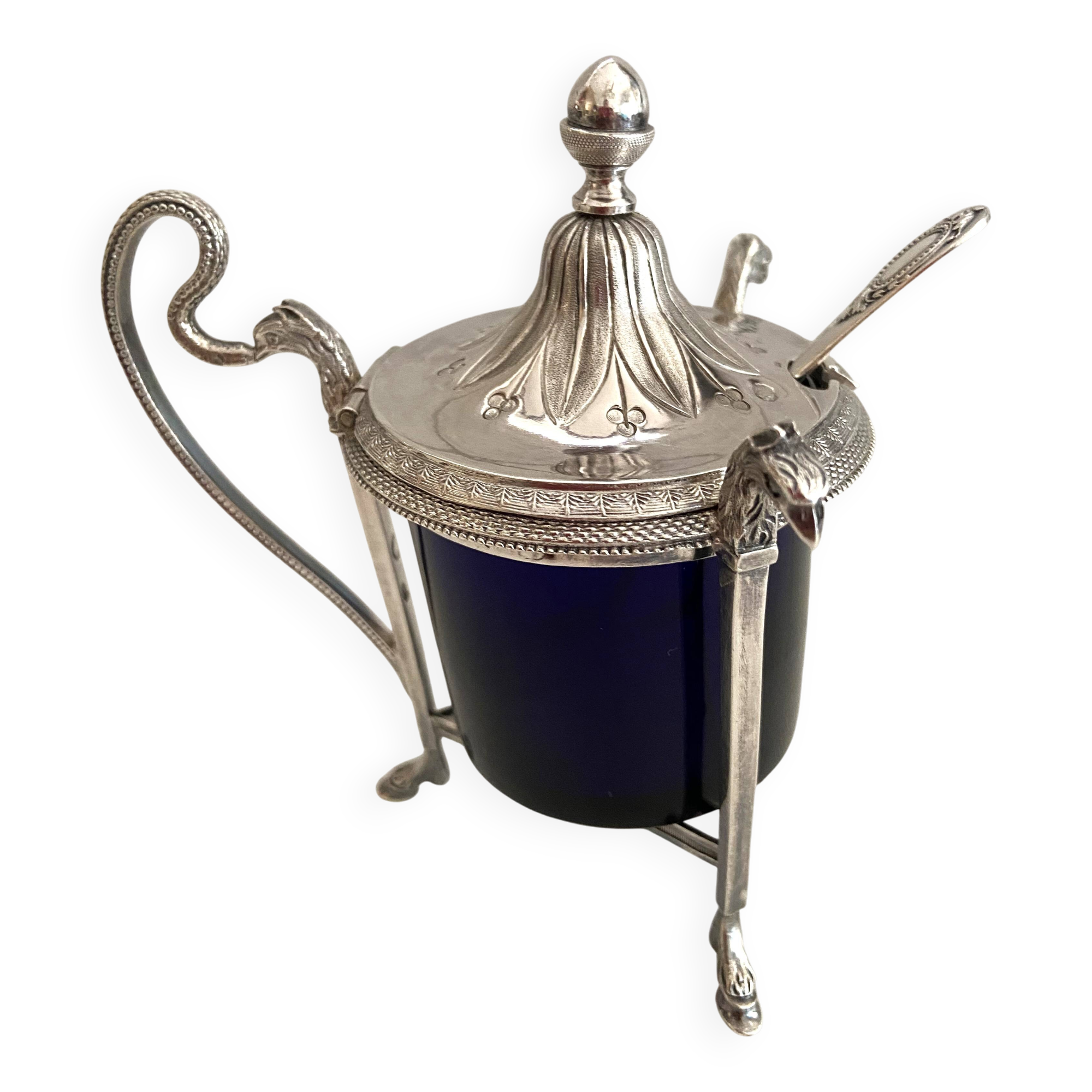 Mustard Pot Solid Silver (950°/°°°) Hallmark 1st Rooster Empire Consulate Period