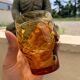 2 vintage glasses pernod anisette amber glass