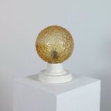 Lampe de table vintage en aluminium et verre à bulles pressées