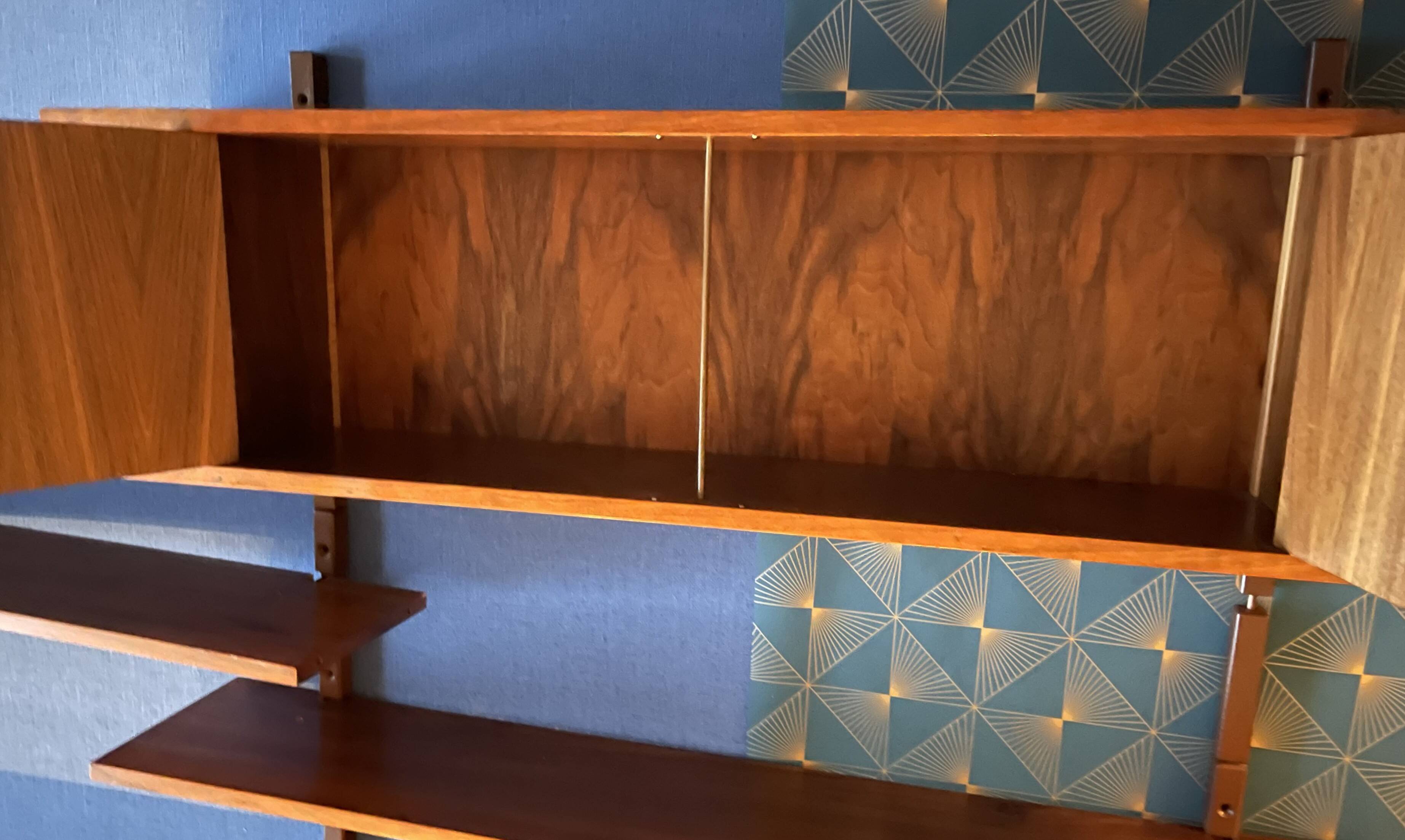 Scandinavian teak wall bookcase 1.8m x 1.1m