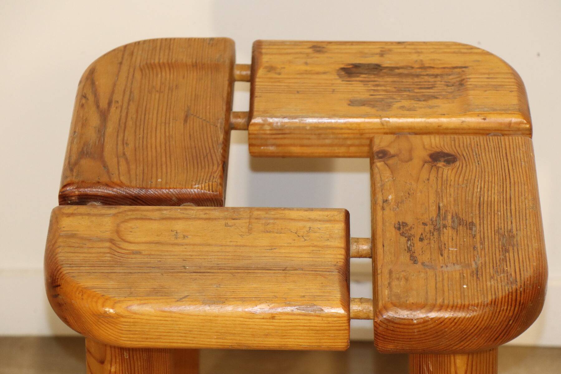 Vintage pine stool by Olof Ottelin - 1960