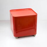 Pair of 70s trolley tables dime longato in glossy red