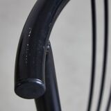 Black leather and steel dining chairs - set of 4