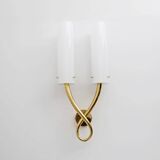 Pair of Large Brass and Murano Glass Sconces in the Style of Gio Ponti
