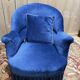 Pair of Napoleon III blue velvet frog armchairs