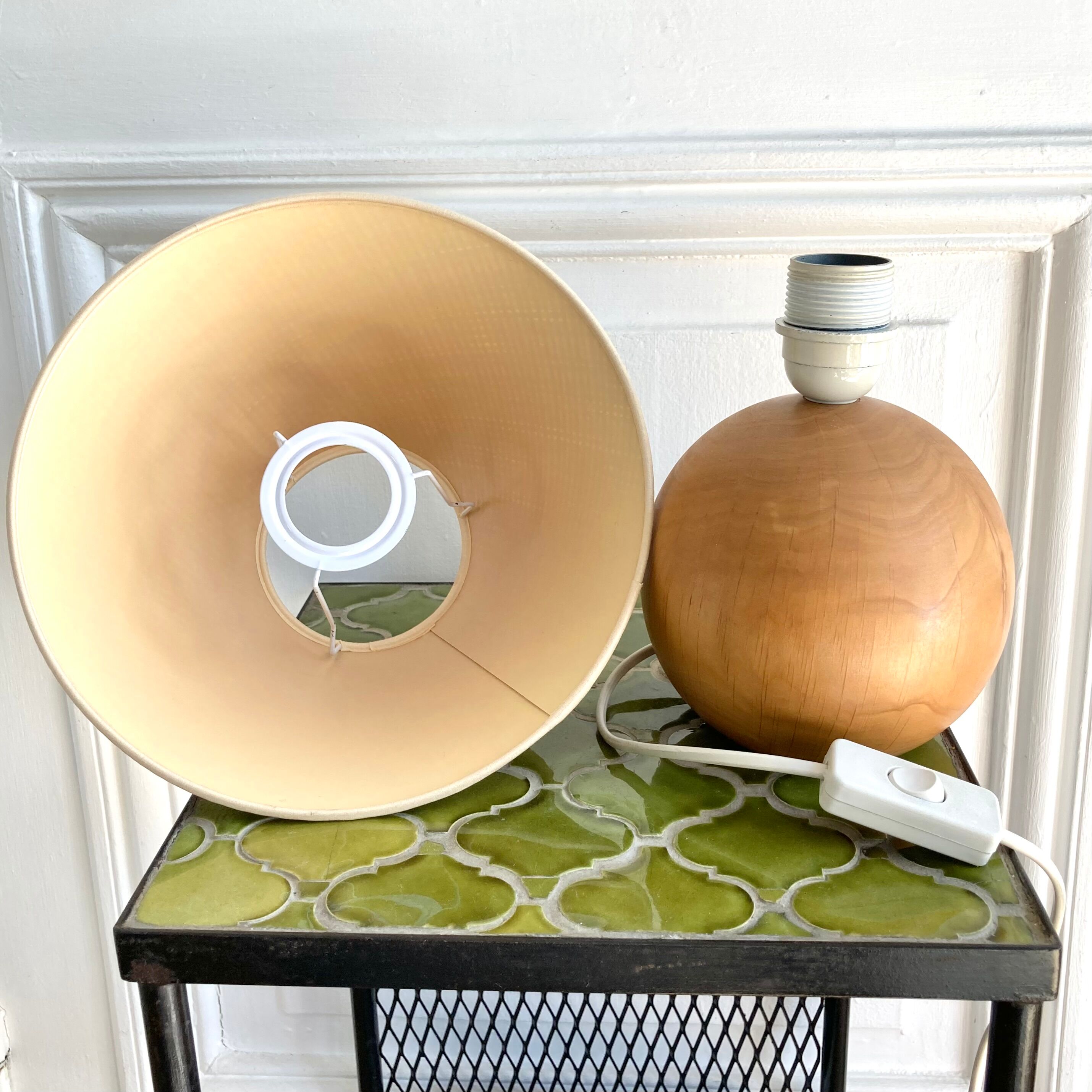 Blond wood ball lamp