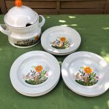 Soup set, tureen and 9 hollow plates 60s Winterling Bavaria