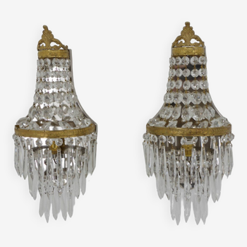 Set of Two Art Nouveau Wall Lamps, 1920, Restored