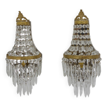 Set of Two Art Nouveau Wall Lamps, 1920, Restored