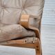 1970s, Norwegian armchair, model "Kengu", beige furniture leather.