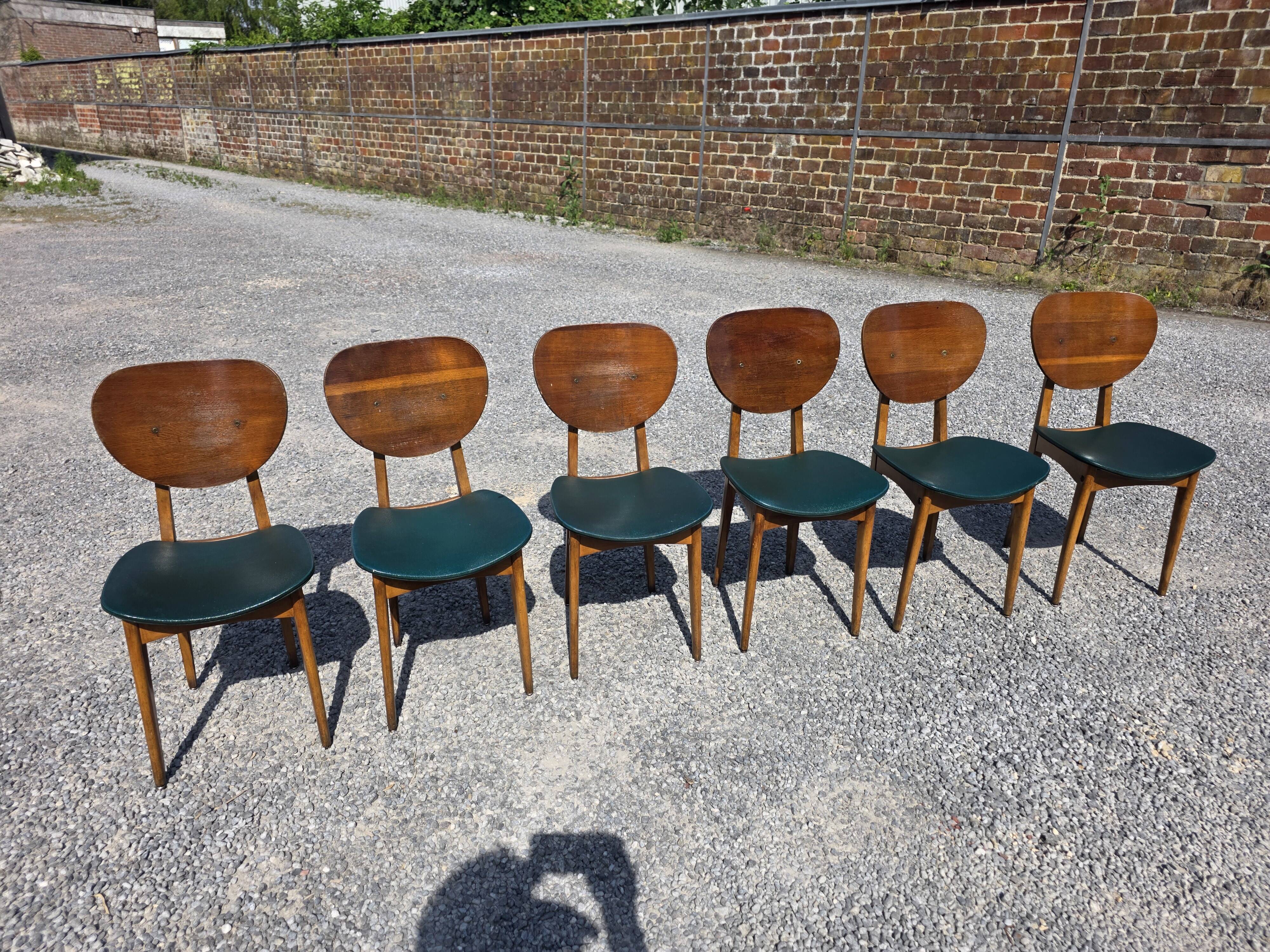 6 chaises scandinaves en chêne des années 60