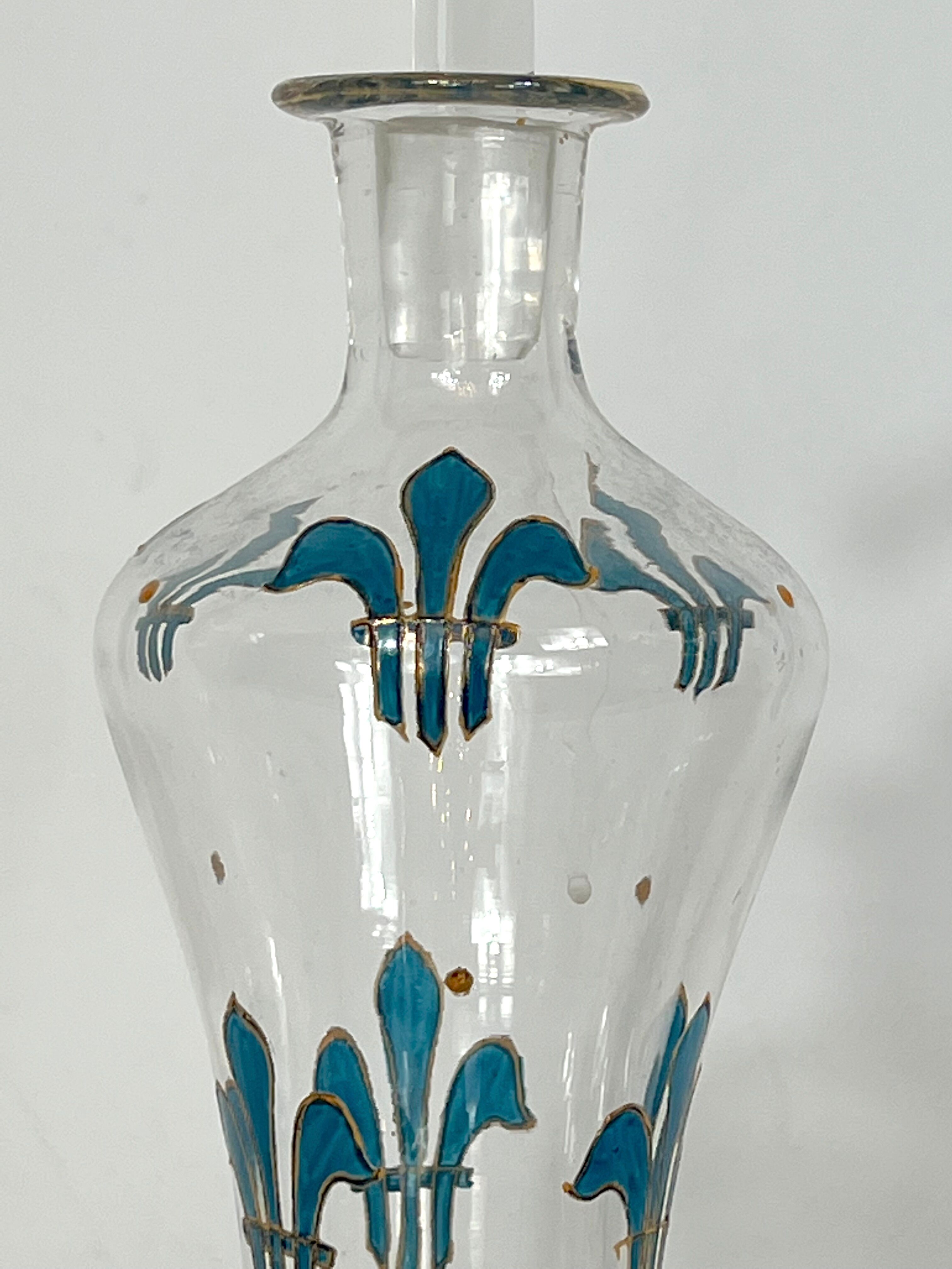 Italian Art Nouveau glass liquor set from 1920s