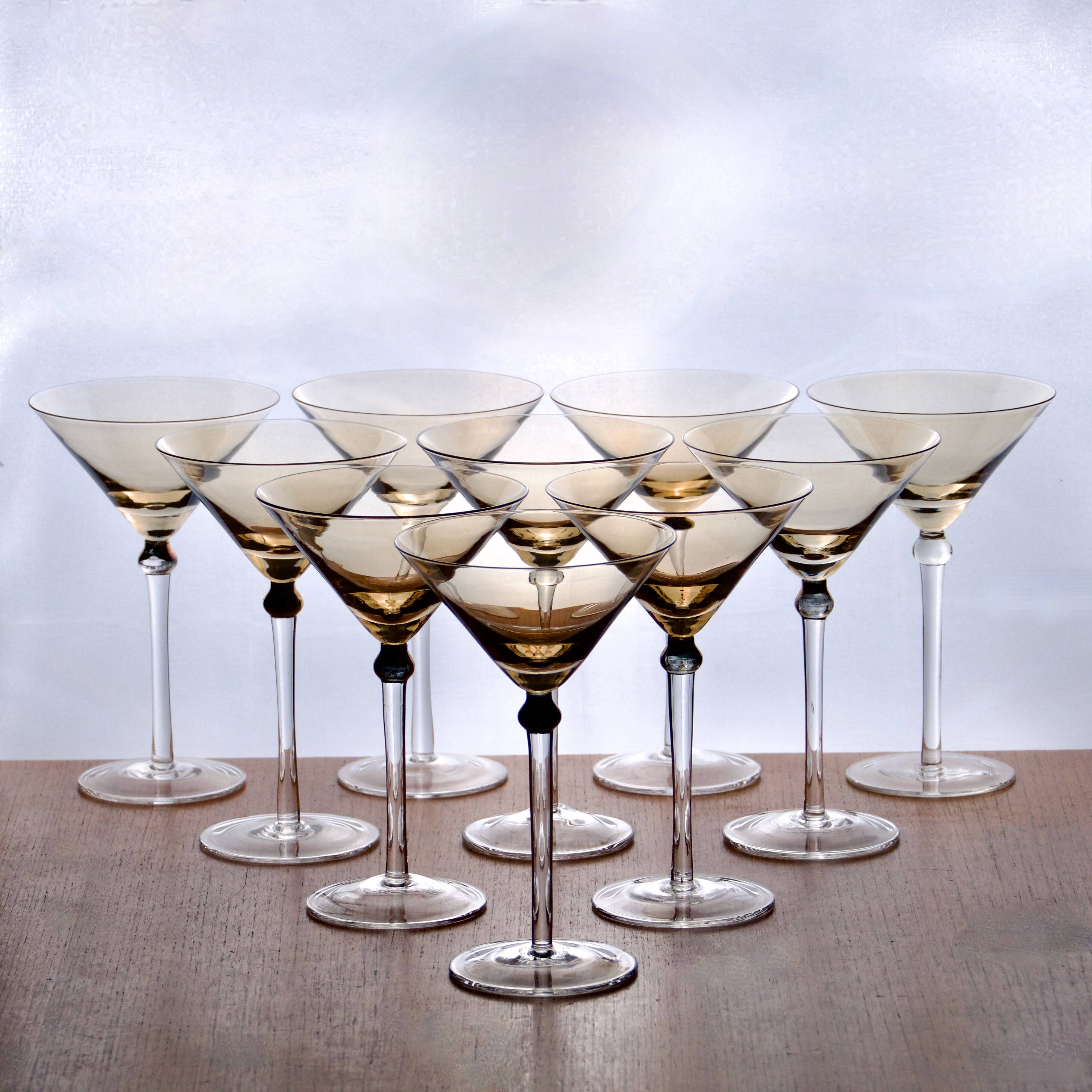 10 Vintage 1970s Amber Large Cocktail Glasses