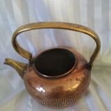 Old kettle red copper and brass