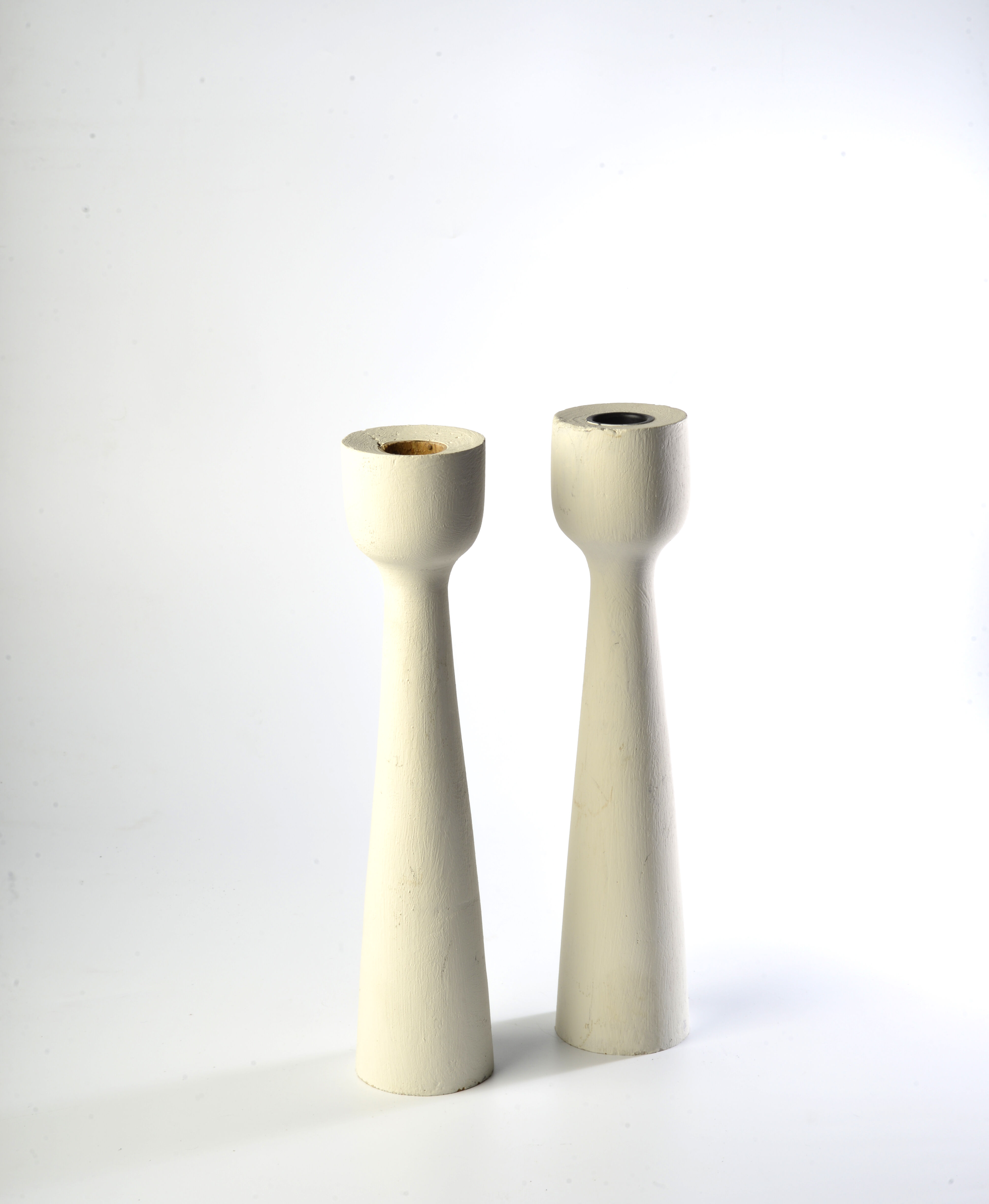 Pair of Scandinavian wood candle holders