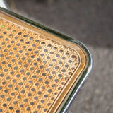 Set of 3 folding chairs in rattan and chromed metal, vintage chair, design, 60's