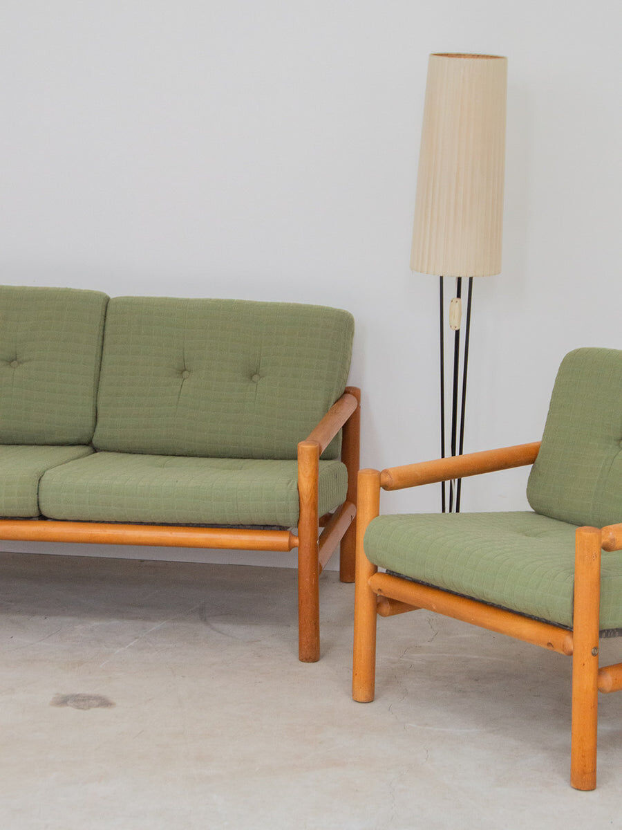 Canapé banquette 2 places verte , Europe de l'est