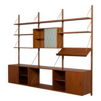 Mid-century teak wall unit, designed in the 1960s in the style of Poul Cadovius, Denmark