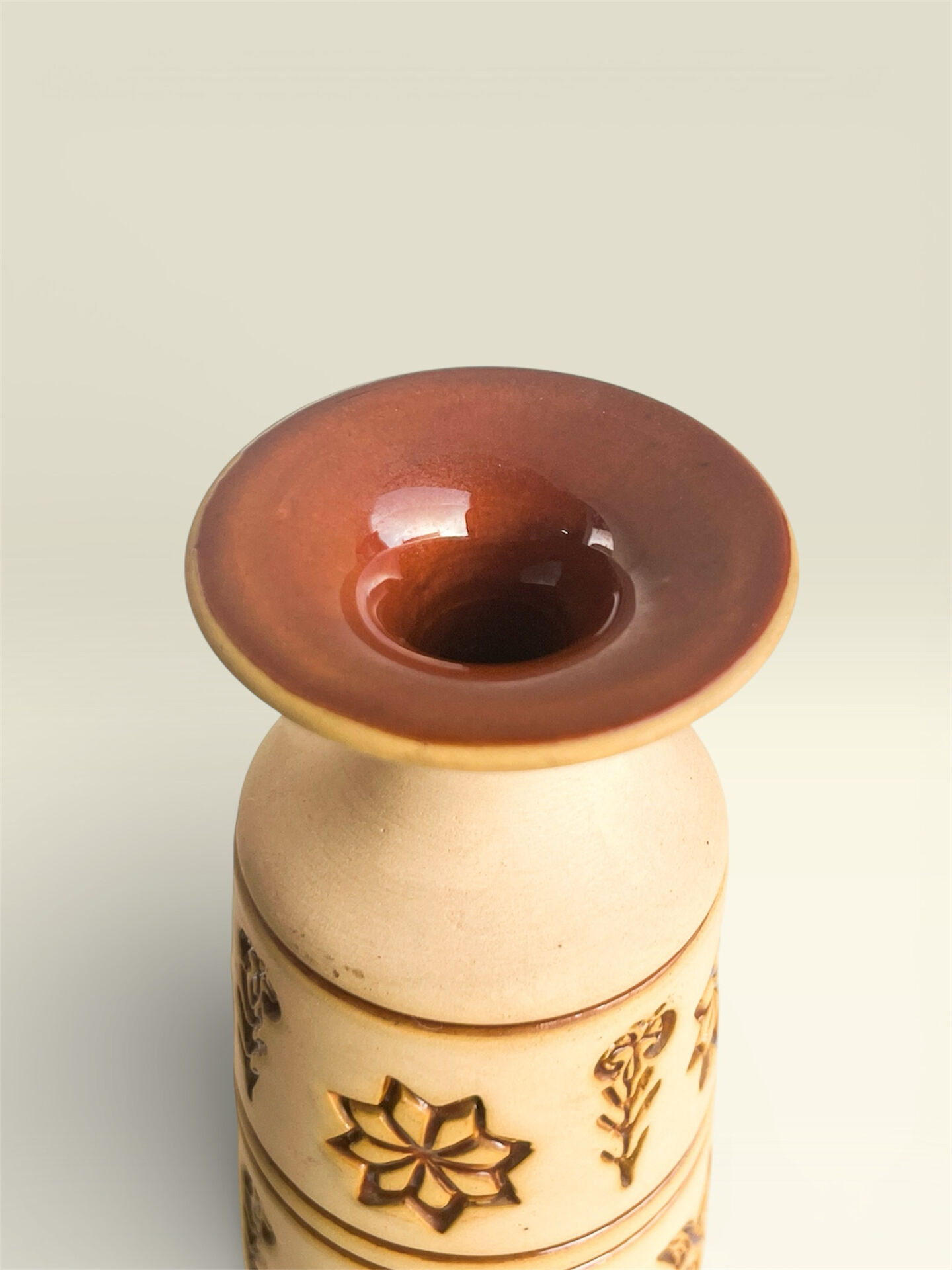 Vintage West Germany Vase in Brutalist and Folkloric Style
