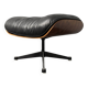 Black leather ottoman by Ray & Charles Eames for Herman Miller Vitra, Germany, 1980s.