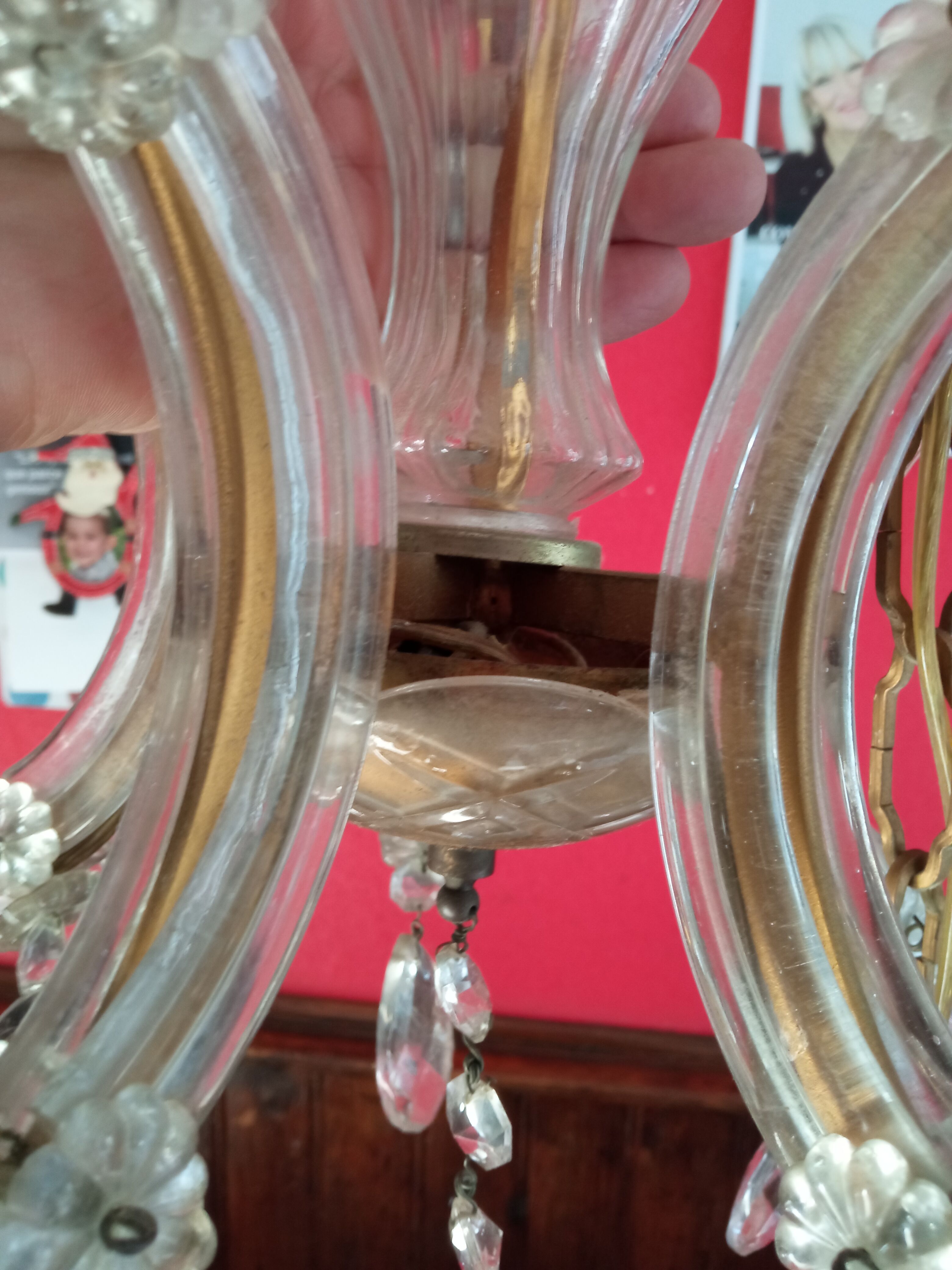 Old chandelier glass and brass