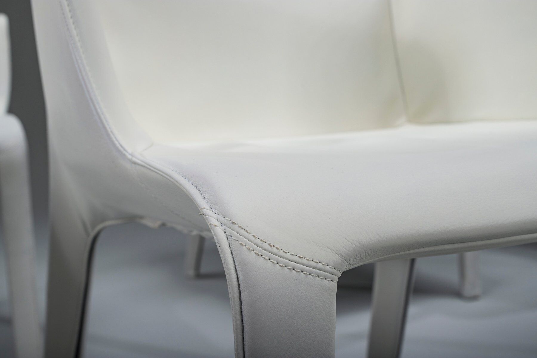 Gio dining chairs in ecru leather by Walter Knoll, Germany, 2000s, set of 8