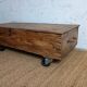 Rustic coffee table on wheels