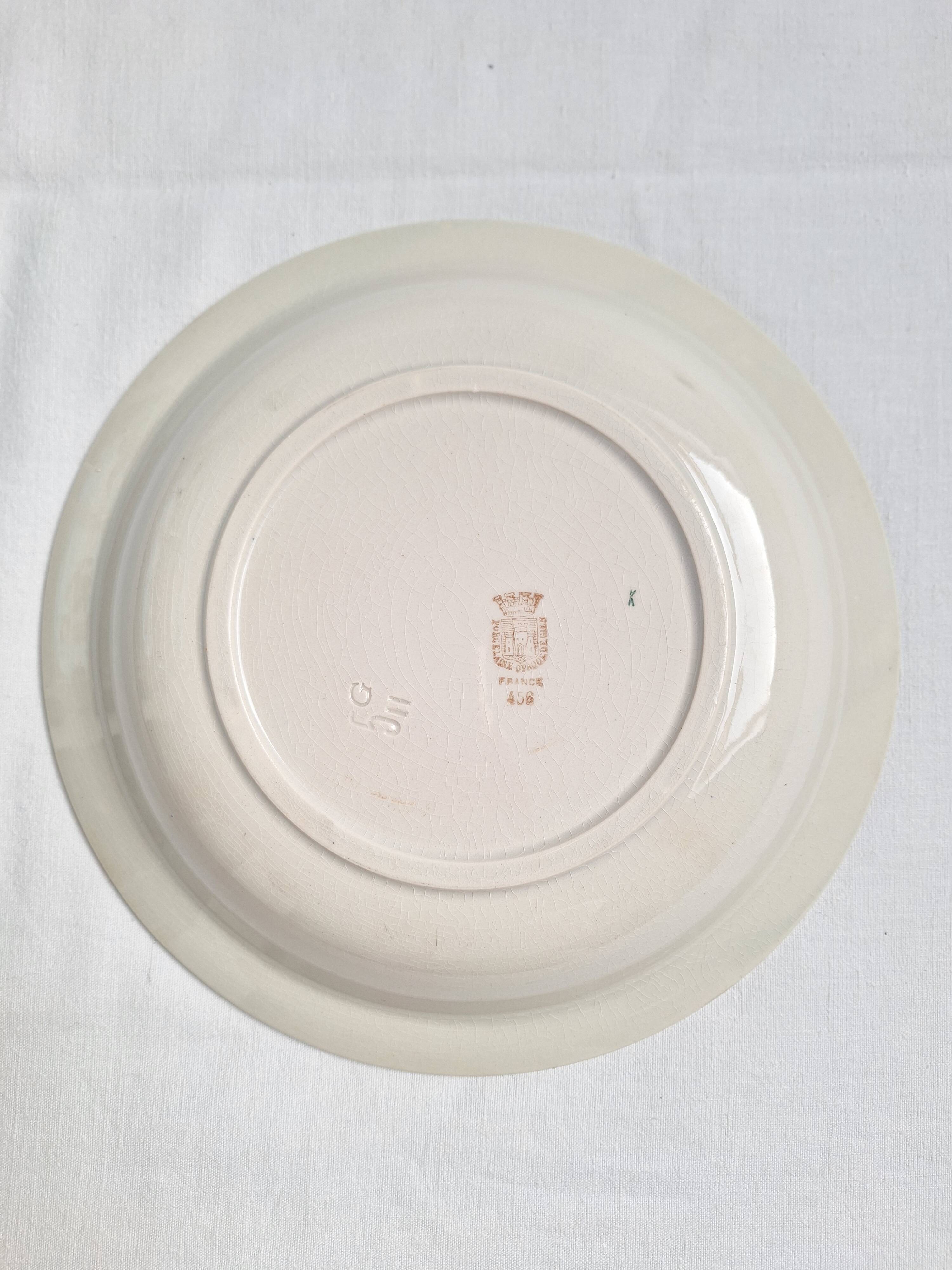 Plat creux Gien orange et noir modèle 456