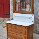 Art Nouveau dressing table dresser in carved oak, France, circa 1910