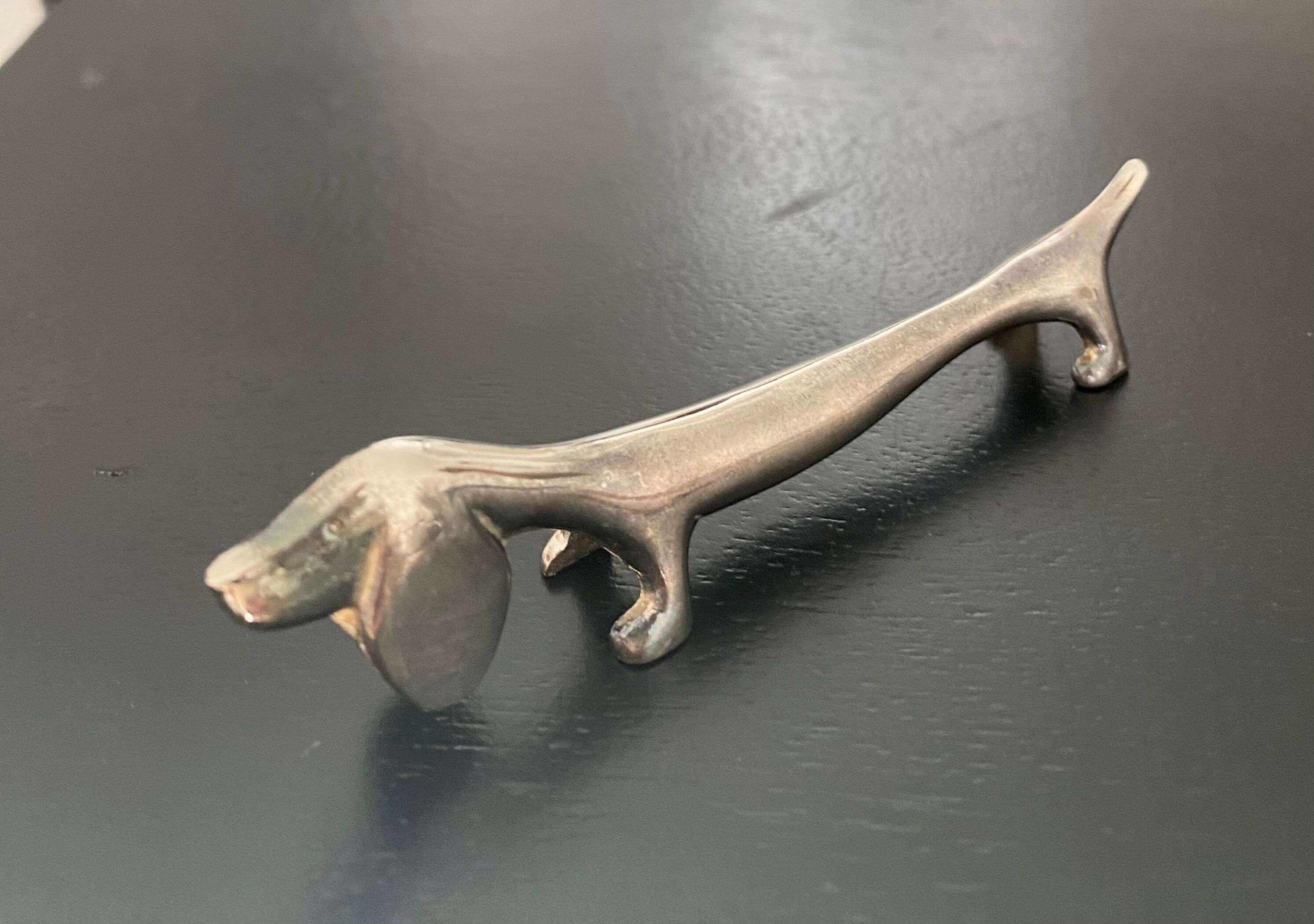 6 porte-couteaux forme chien et chat en métal