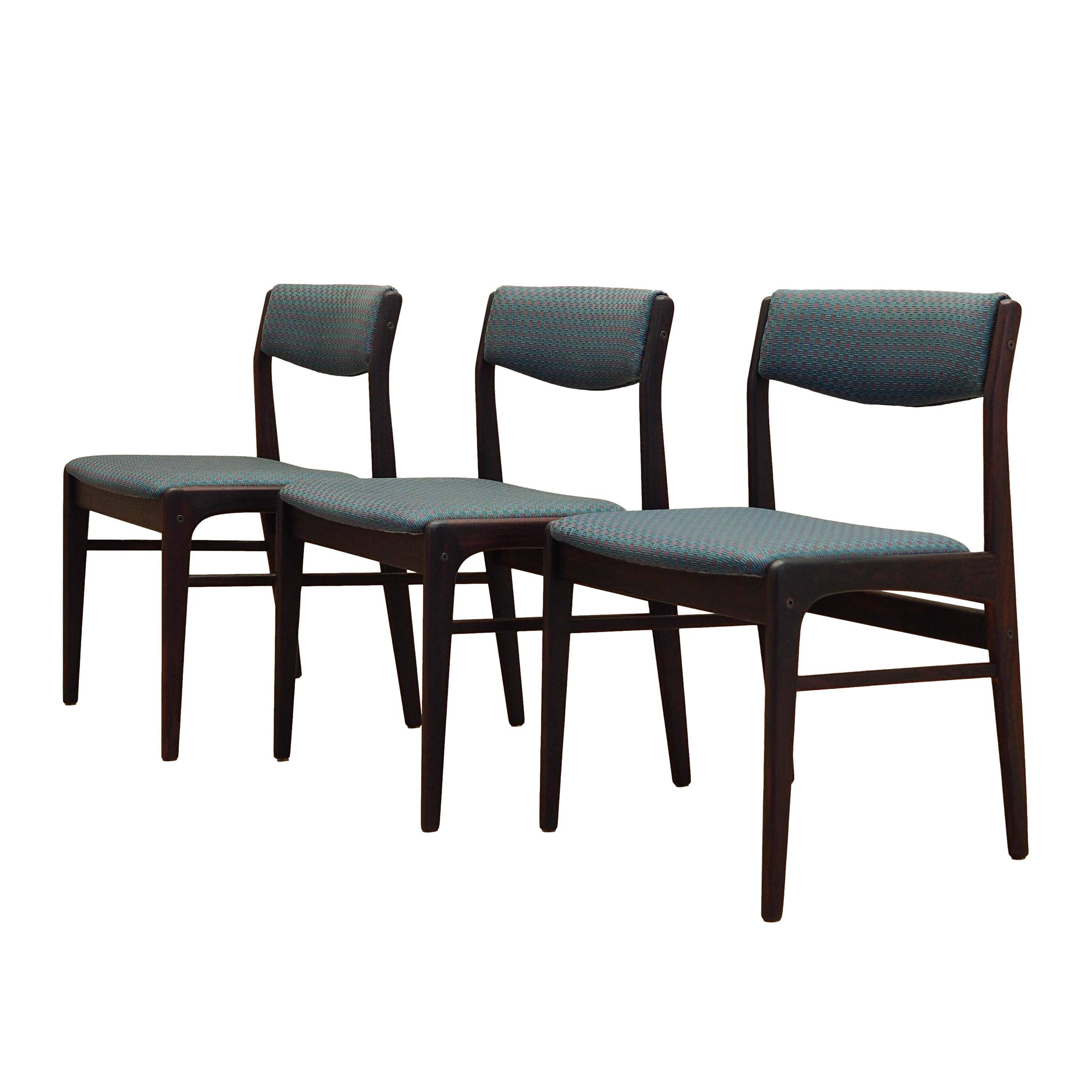 Set of three rosewood chairs, Danish design, 1970s, production: Denmark