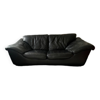 Roche Bobois black leather sofa