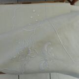 Old linen drapery embroidered