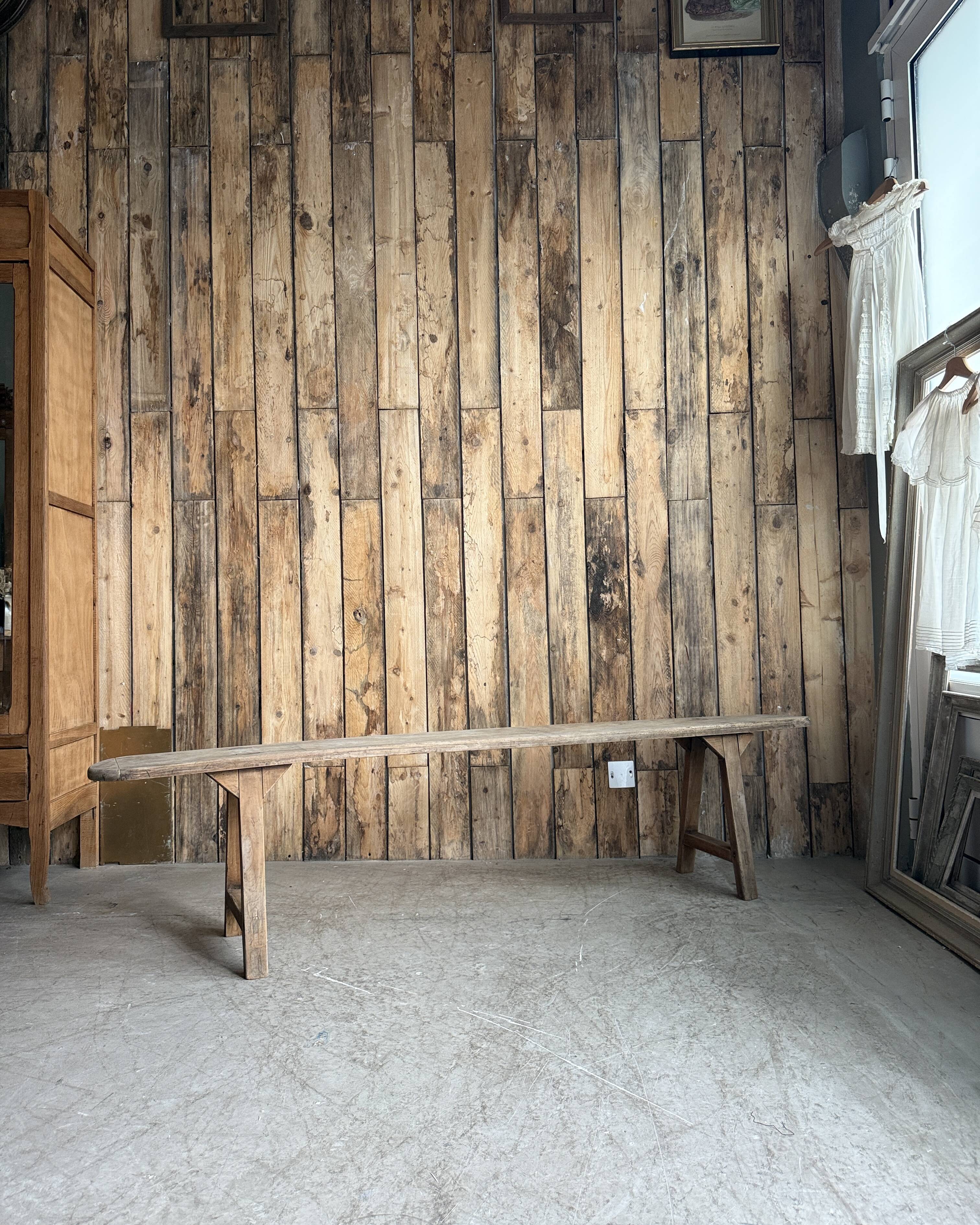 Old farmhouse bench in solid pine