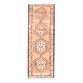 Tapis de couloir vintage turc Oushak fait à la main en laine et coton orange