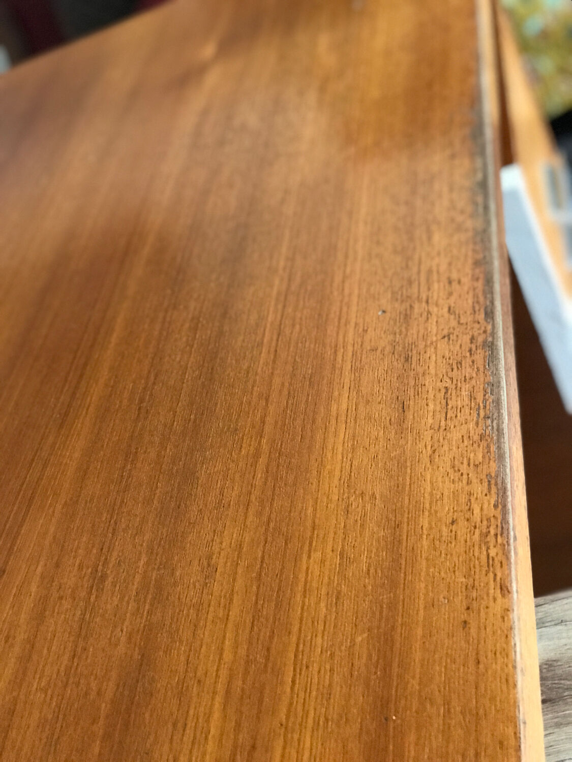 Vintage teak and stainless steel desk with two pedestals