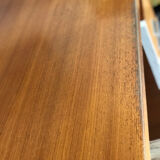 Vintage teak and stainless steel desk with two pedestals