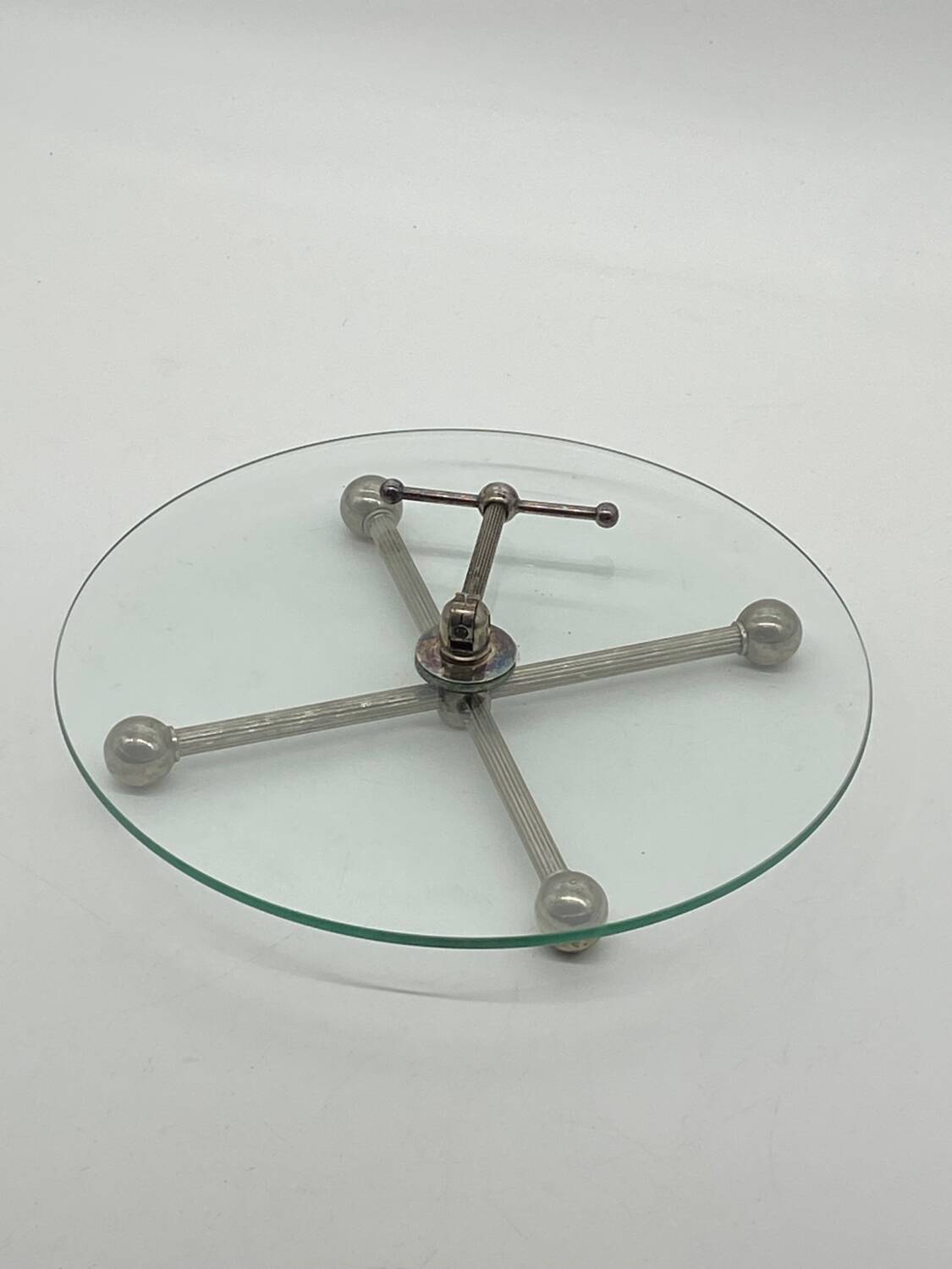 Vintage glass and silver metal presentation / service tray