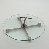 Vintage glass and silver metal presentation / service tray