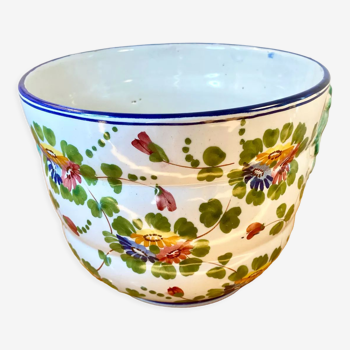 Pot or cache pot with floral decoration