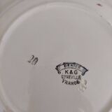 Set of 12 hollow plates 30s earthenware K&G Lunéville model Denise