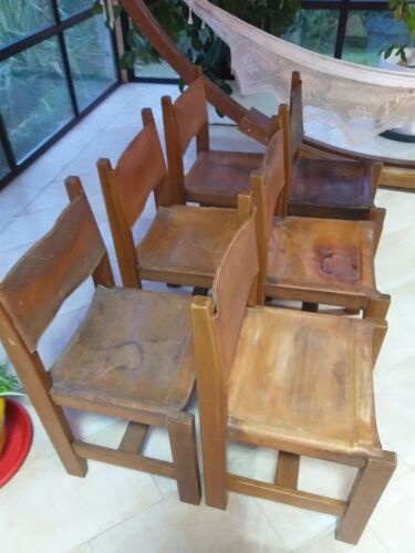 Lot de 6 chaises regain cuir et orme