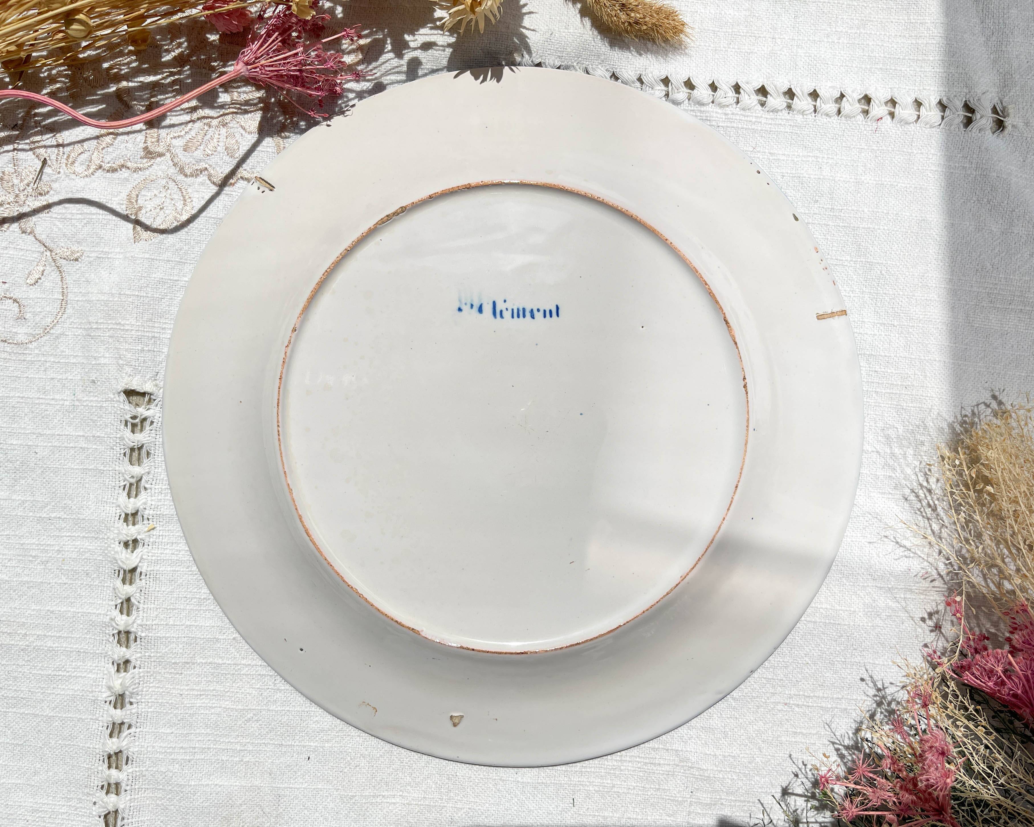 2 St Clement Luneville plates, 19th century, floral pattern