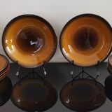 6 vintage hollow plates Longchamp slurry brown caramel