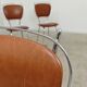 Set of 4 French chairs in camel brown imitation leather and chrome 1960