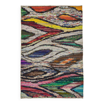 Tapis boho recyclé turc fait main 172 cm x 256 cm