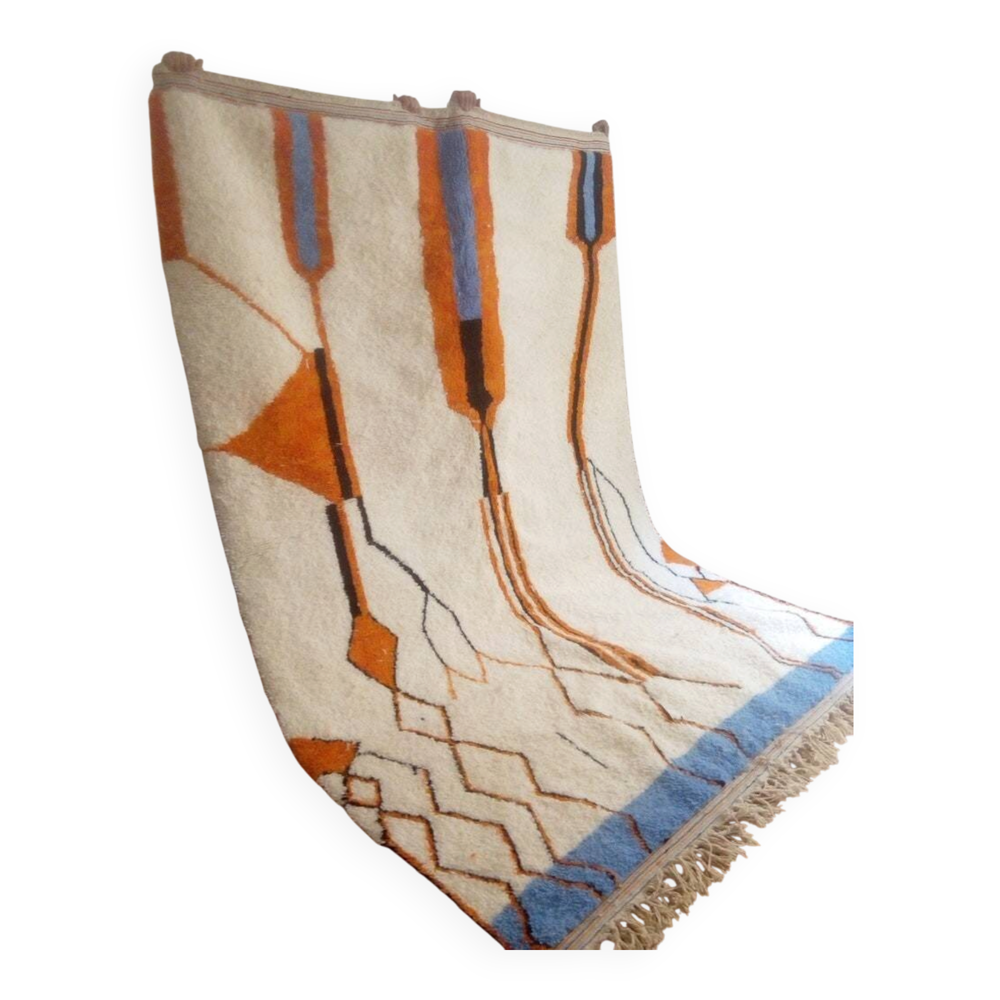 Handwoven Moroccan rug - Beni Ouarain style - orange pattern - wool - 280 x 190 cm